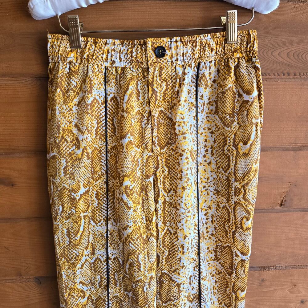 Anthropologie Current Air Snakeskin Pant Wide Leg Yellow Python XS Boho Western - Picture 3 of 5